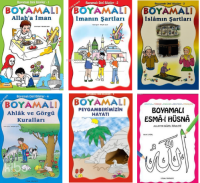 Çocuklar İçin Boyamalı Dini Bilgiler Seti (6 Kitap)