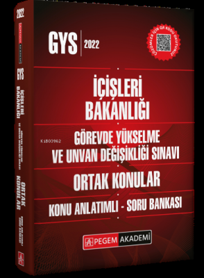 2022 İçişleri Bakanlığı Görevde Yükselme Ve Unvan Değişikliği Ortak Konular Konu Anlatımlı Soru Bankası
