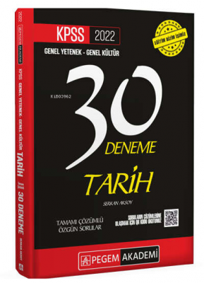 2022 KPSS Genel Yetenek - Genel Kültür Tarih 30 Deneme