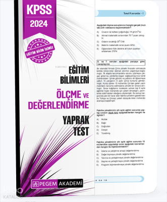 2024 KPSS Eğitim Bilimleri Ölçme ve Değerlendirme Yaprak Test Kolektif