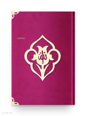 Çanta Boy Kadife Kuran-ı Kerim (Fuşya Pembe-Güllü-Mühürlü)