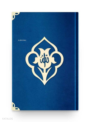 Cep Boy Kadife Kuran-ı Kerim (Lacivert, Güllü, Mühürlü)