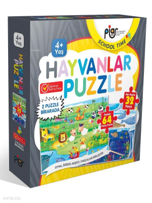 Hayvanlar 64 Parça Puzzle Seti (4+Yaş)