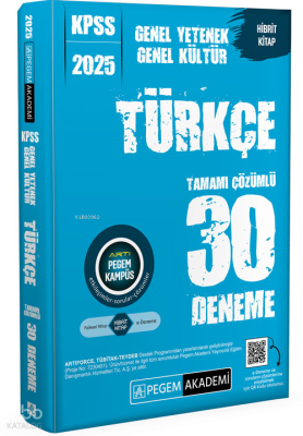 Pegem 2025 KPSS Genel Yetenek Genel Kültür Türkçe Tamamı Çözümlü 30 Deneme