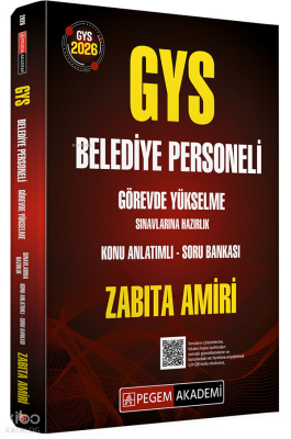 Pegem Akademi 2026 GYS Zabıta Amiri Belediye Personeli Hazırlık Konu A