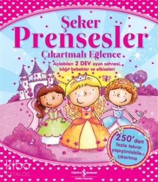 Şeker Prensesler Çıkartmalı Eğlence Açılabilen 2 Dev Oyun Sahnesi Kağıt Bebekler ve Elbiseleri