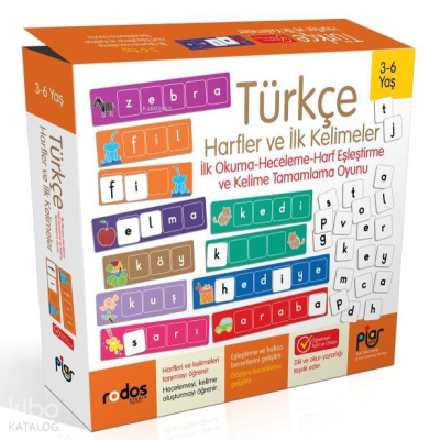 Türkçe İlk Harfler ve Kelimeler - İlk Okuma-Heceleme-Harf Eşleştirme ve Kelime Tamamlama Oyunu - 3-6 Yaş