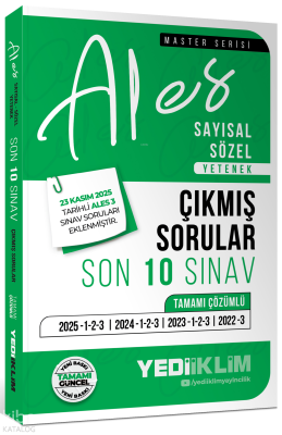 Yediiklim Yayınları 2026 ALES  Sayısal Sözel Yetenek Tamamı Çözümlü Son 10 Sınav Çıkmış Sorular - 23 Kasım 2025 Ales-3 Ekli
