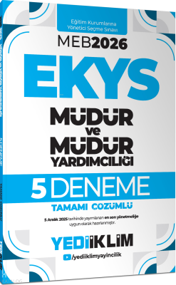 Yediiklim  Yayınları 2026 MEB EKYS Müdür Ve Müdür Yardımcılığı Tamamı Çözümlü 5 Deneme
