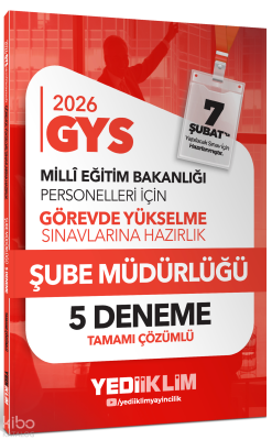 Yediiklim Yayınları 2026 MEB GYS Şube Müdürlüğü Tamamı Çözümlü 5 Deneme