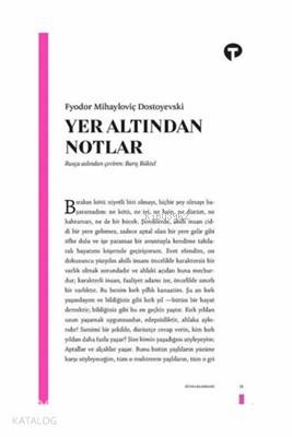 Yer Altından Notlar Fyodor Mihayloviç Dostoyevski